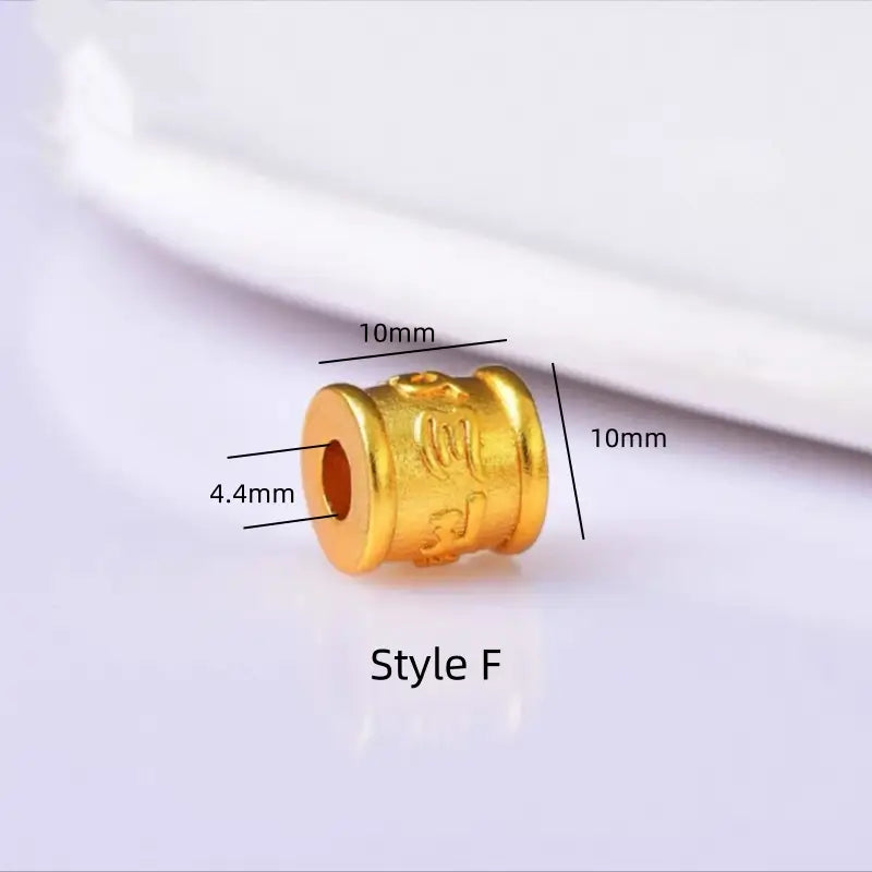 銅メッキ18Kゴールド六音節マントラ盧盧通ビーズ｜DIYハンドメイドアクセサリー、エナメルインレイ