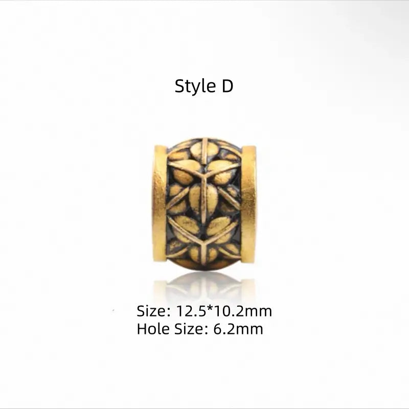 Perles Lu Lu Tong à gros trou plaquées or 18 carats et laiton | 7 styles, accessoires faits main pour hommes