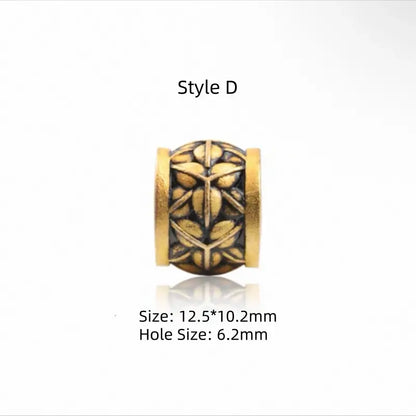 Perles Lu Lu Tong à gros trou plaquées or 18 carats et laiton | 7 styles, accessoires faits main pour hommes