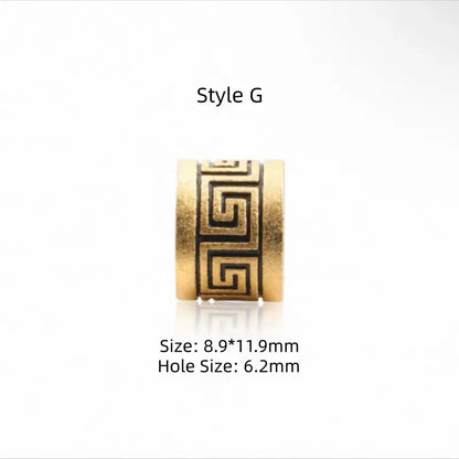 Perles Lu Lu Tong à gros trou plaquées or 18 carats et laiton | 7 styles, accessoires faits main pour hommes