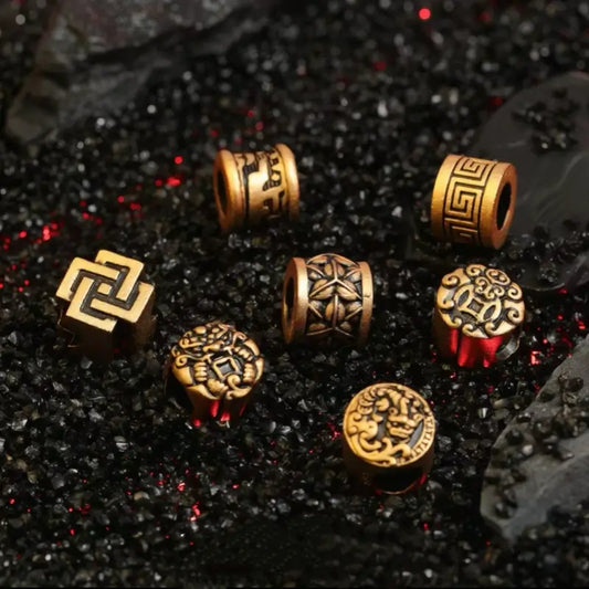 真鍮メッキ18Kゴールド大穴ルルトンビーズ｜7つのスタイル、メンズDIYハンドメイドアクセサリー