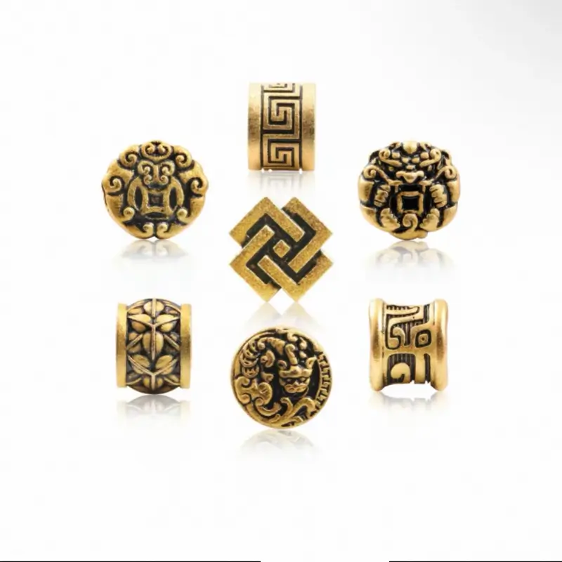 Perles Lu Lu Tong à gros trou plaquées or 18 carats et laiton | 7 styles, accessoires faits main pour hommes