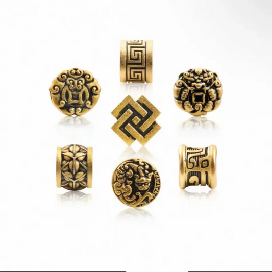 真鍮メッキ18Kゴールド大穴ルルトンビーズ｜7つのスタイル、メンズDIYハンドメイドアクセサリー