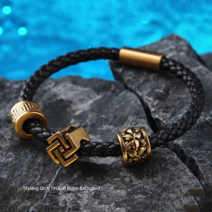 Perles Lu Lu Tong à gros trou plaquées or 18 carats et laiton | 7 styles, accessoires faits main pour hommes