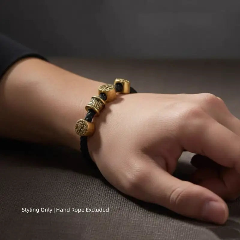 Perles Lu Lu Tong à gros trou plaquées or 18 carats et laiton | 7 styles, accessoires faits main pour hommes