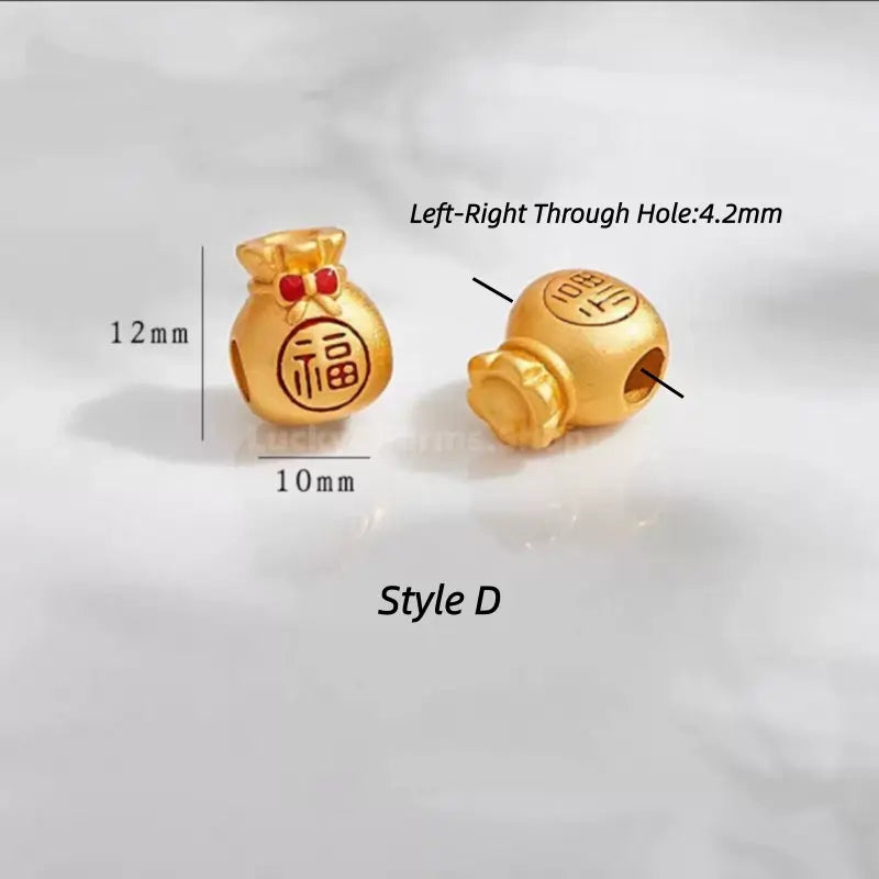 Gold Plated Lucky Fu Money Bag Shape Loose Beads - DIY Friendly Bracelet Accessories-LuckyCharms.Shop