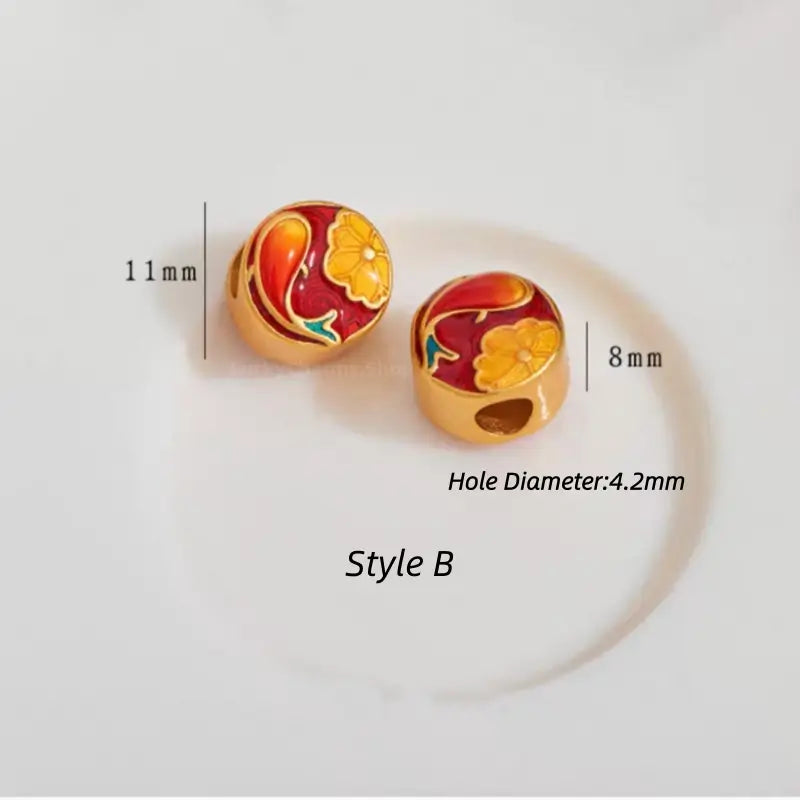 Gold-Plated Round Flat Beads with Lucky Fish Motif - DIY Friendly Bracelet Accessories-LuckyCharms.Shop