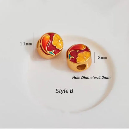 Gold-Plated Round Flat Beads with Lucky Fish Motif - DIY Friendly Bracelet Accessories-LuckyCharms.Shop