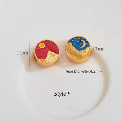 Gold-Plated Round Flat Beads with Lucky Fish Motif - DIY Friendly Bracelet Accessories-LuckyCharms.Shop