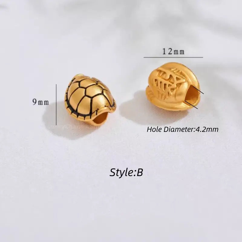 Gold Plated Tortoise Shell Pattern Barrel Beads - DIY Friendly Bracelet Accessories-LuckyCharms.Shop