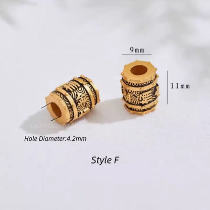 Gold Plated Tortoise Shell Pattern Barrel Beads - DIY Friendly Bracelet Accessories-LuckyCharms.Shop