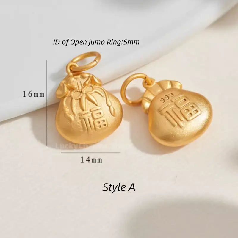 Gold Plated Auspicious Wenchang Brush Peanut Mini Pendants - DIY Friendly Bracelet Accessories-LuckyCharms.Shop