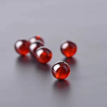 Natural Orange-Red Garnet Round Beads (Fortune-turning Beads) | DIY Jewelry Accessory-LuckyCharms.Shop
