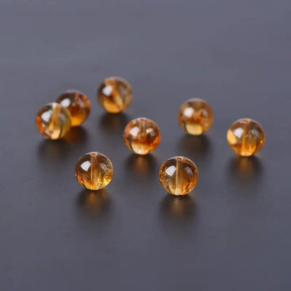 Natural Yellow Citrine Single Round Beads (Fortune-turning Beads) | DIY Jewelry Accessory-LuckyCharms.Shop
