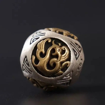 925シルバー象嵌銅製四天王のビーズ | 四面守護者、DIYアクセサリー