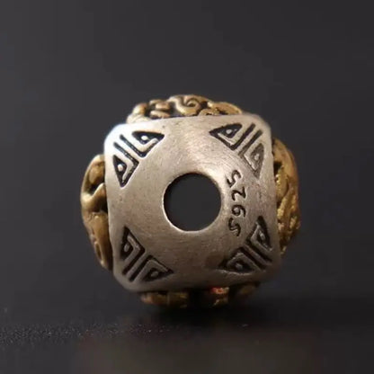 925シルバー象嵌銅製四天王のビーズ | 四面守護者、DIYアクセサリー