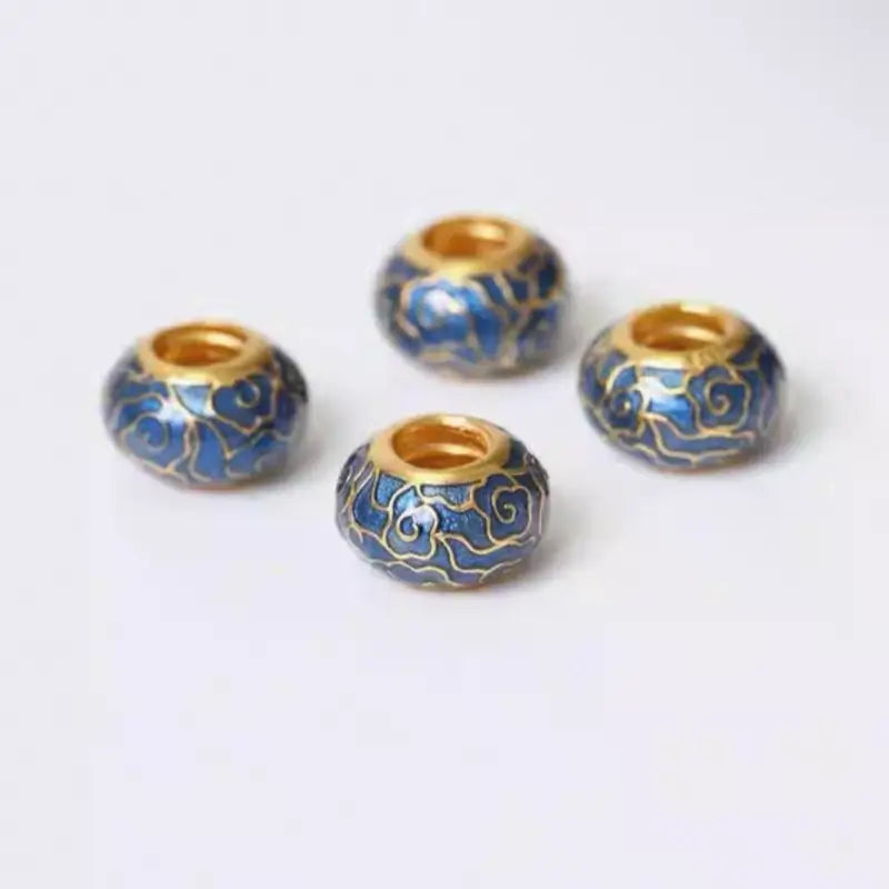 925 Silver Gold-Plated Enamel Cloud Pattern Spacer Beads | DIY Bracelet Accessories-LuckyCharms.Shop