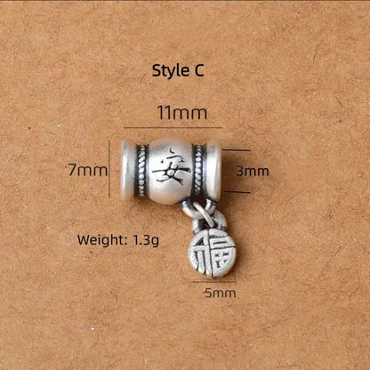 999 Fine Silver DIY Barrel Bead | Lu Lu Tong (Smooth Path Charm), Vintage Matte Finish, Large Hole for Bracelet Beading