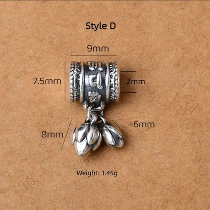 999 Fine Silver DIY Barrel Bead | Lu Lu Tong (Smooth Path Charm), Vintage Matte Finish, Large Hole for Bracelet Beading