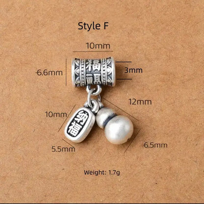 999 Fine Silver DIY Barrel Bead | Lu Lu Tong (Smooth Path Charm), Vintage Matte Finish, Large Hole for Bracelet Beading