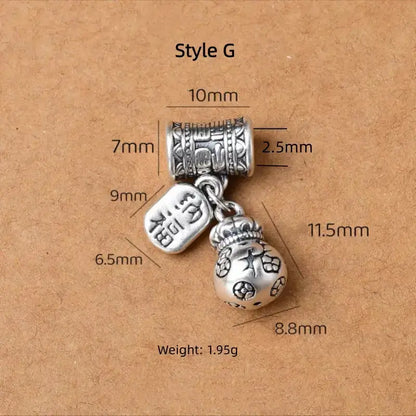 999 Fine Silver DIY Barrel Bead | Lu Lu Tong (Smooth Path Charm), Vintage Matte Finish, Large Hole for Bracelet Beading