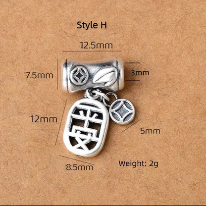 999 Fine Silver DIY Barrel Bead | Lu Lu Tong (Smooth Path Charm), Vintage Matte Finish, Large Hole for Bracelet Beading