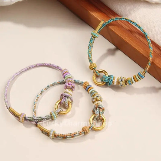 DIY Braided Bracelet (Series 2) | 3 Gradient Colors Adjustable Cord for Plain Ring Charms-LuckyCharms.Shop