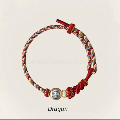 Mount Putuo Blessing 999 Fine Silver Chinese Zodiac Five-Color Fortune-Turning Bead Braided Bracelet-LuckyCharms.Shop