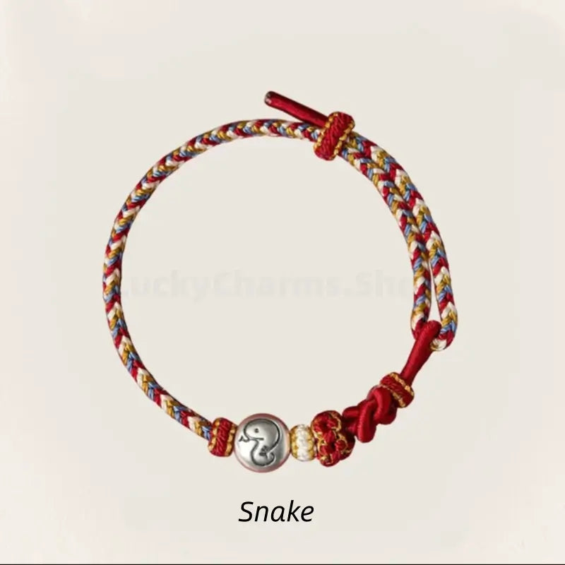 Mount Putuo Blessing 999 Fine Silver Chinese Zodiac Five-Color Fortune-Turning Bead Braided Bracelet-LuckyCharms.Shop