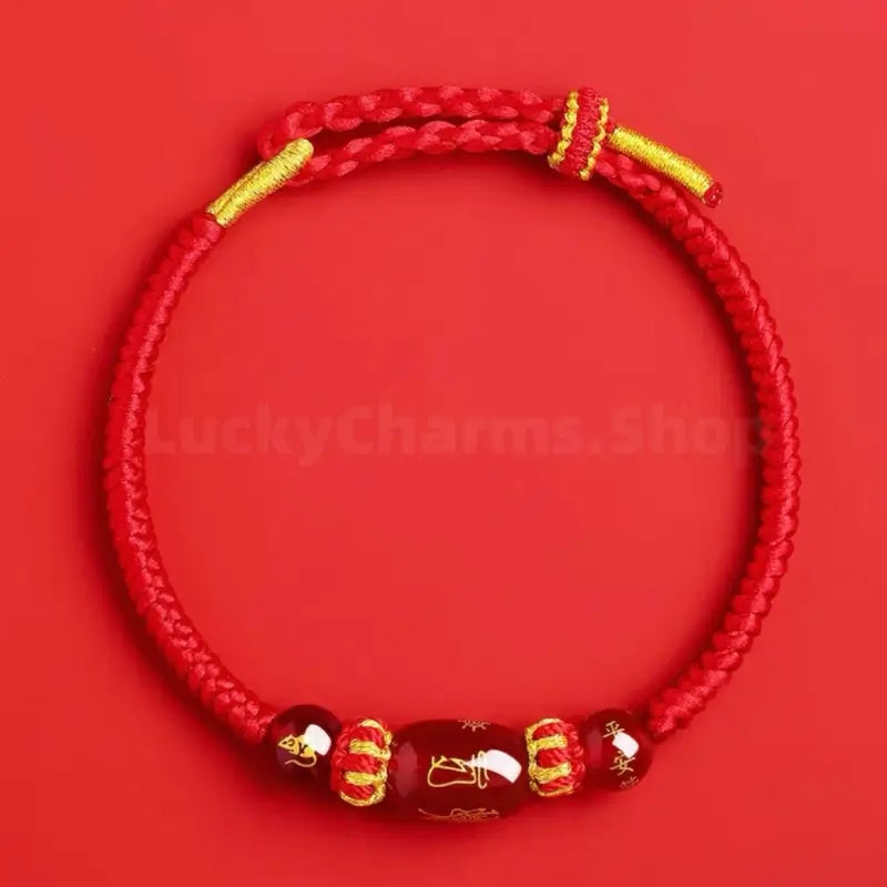 Putuo Mountain Blessing Natural Red Agate Zodiac Guardian Lu Lu Tong Bracelet-LuckyCharms.Shop