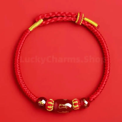 Putuo Mountain Blessing Natural Red Agate Zodiac Guardian Lu Lu Tong Bracelet-LuckyCharms.Shop
