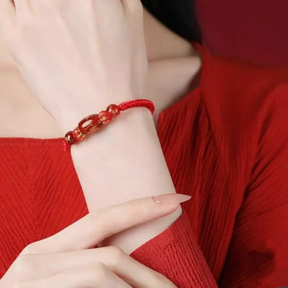 Putuo Mountain Blessing Natural Red Agate Zodiac Guardian Lu Lu Tong Bracelet-LuckyCharms.Shop