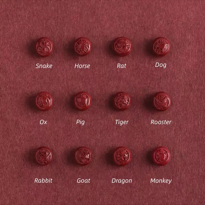 Putuo Mountain Blessed Chinese Zodiac Cinnabar & Peach Wood Fortune-Turning Bead Guardian Braided Bracelet-LuckyCharms.Shop