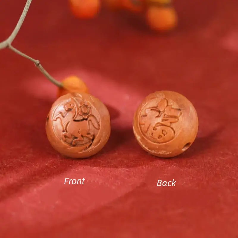 Chinese Zodiac Walnut & Cinnabar Fortune-Turning Bead Guardian Braided Bracelet-LuckyCharms.Shop