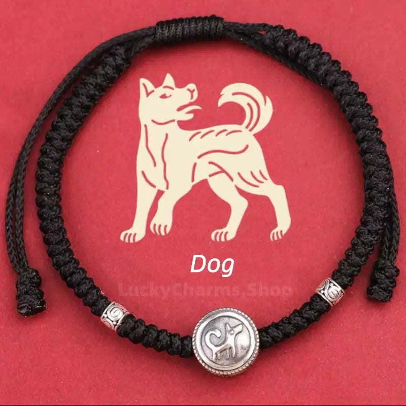 925 Silver Chinese Zodiac Double-Sided Fortune-Turning Bead Braided Hand Rope | Adjustable, Minimalist Chinese Style, Two Colors Optional-LuckyCharms.Shop