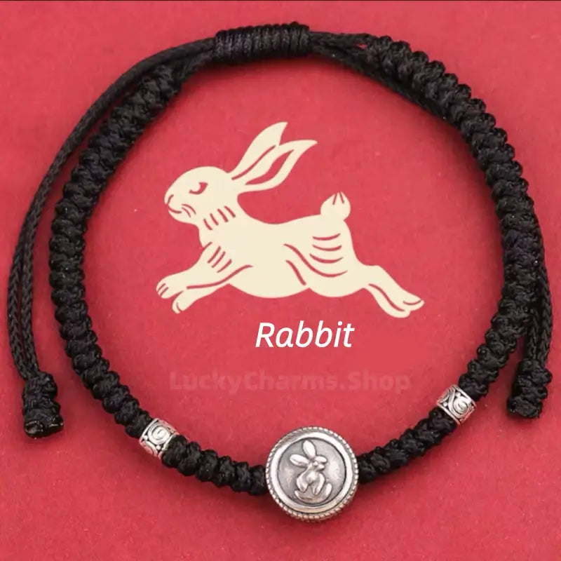 925 Silver Chinese Zodiac Double-Sided Fortune-Turning Bead Braided Hand Rope | Adjustable, Minimalist Chinese Style, Two Colors Optional-LuckyCharms.Shop