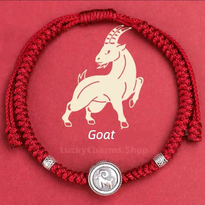 925 Silver Chinese Zodiac Double-Sided Fortune-Turning Bead Braided Hand Rope | Adjustable, Minimalist Chinese Style, Two Colors Optional-LuckyCharms.Shop