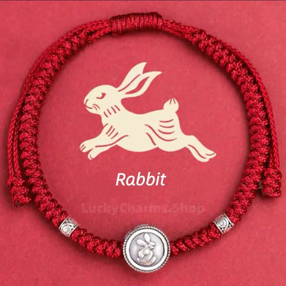 925 Silver Chinese Zodiac Double-Sided Fortune-Turning Bead Braided Hand Rope | Adjustable, Minimalist Chinese Style, Two Colors Optional-LuckyCharms.Shop