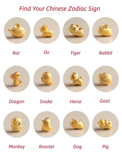 925 Silver Chinese Zodiac Gold-Silver Dual-Color Bead Braided Red Cotton Hand Rope | Adjustable, Cute Chinese Style-LuckyCharms.Shop