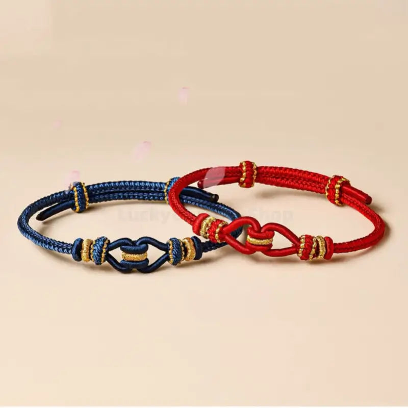 Mount Putuo Blessed Concentric Knot Couple Bracelet | Cotton Braided Adjustable DIY Lover Jewelry-LuckyCharms.Shop
