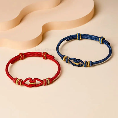 Mount Putuo Blessed Concentric Knot Couple Bracelet | Cotton Braided Adjustable DIY Lover Jewelry-LuckyCharms.Shop