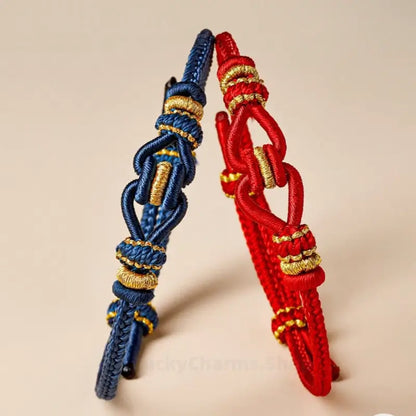 Mount Putuo Blessed Concentric Knot Couple Bracelet | Cotton Braided Adjustable DIY Lover Jewelry-LuckyCharms.Shop