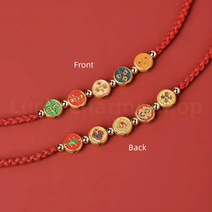 925 Silver Tibetan Five Directions Wealth Gods Blessing Braided Rope Bracelet Luck Success-LuckyCharms.Shop