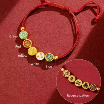 925 Silver Tibetan Five Directions Wealth Gods Blessing Braided Rope Bracelet Luck Success-LuckyCharms.Shop