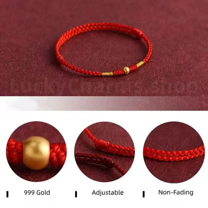 999 Gold Fortune-Turning Bead Braided Rope Bracelet for Wealth Luck-LuckyCharms.Shop