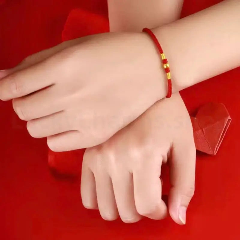 999 Gold Fortune-Turning Bead Braided Rope Bracelet for Wealth Luck-LuckyCharms.Shop