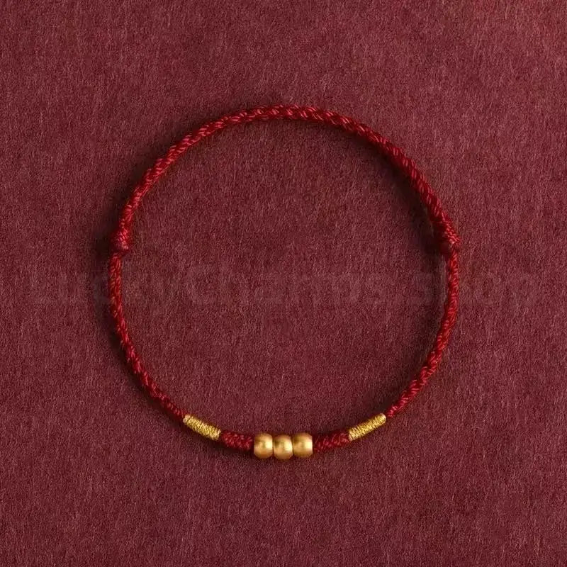 999 Gold Fortune-Turning Bead Braided Rope Bracelet for Wealth Luck-LuckyCharms.Shop