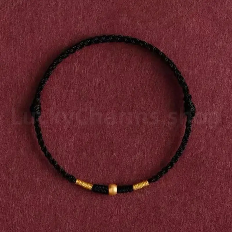 999 Gold Fortune-Turning Bead Braided Rope Bracelet for Wealth Luck-LuckyCharms.Shop