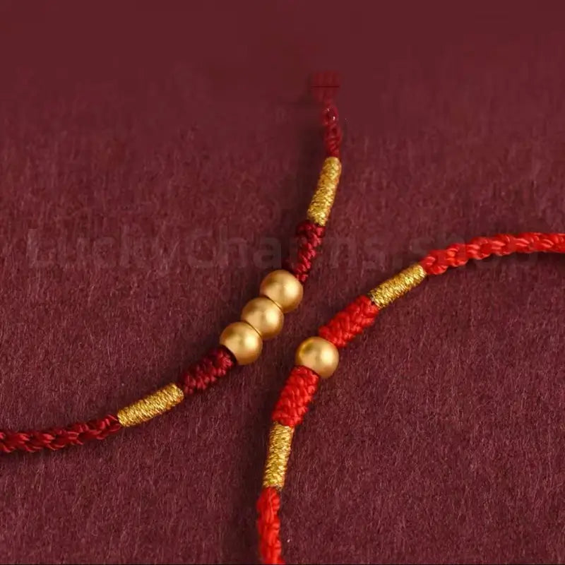 999 Gold Fortune-Turning Bead Braided Rope Bracelet for Wealth Luck-LuckyCharms.Shop