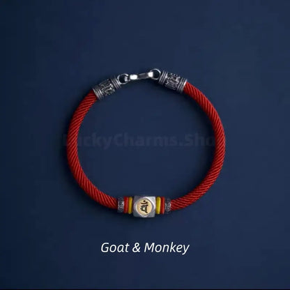 Chinese Zodiac Guardian Buddha Seed Syllables Symbol Red Bracelet-LuckyCharms.Shop